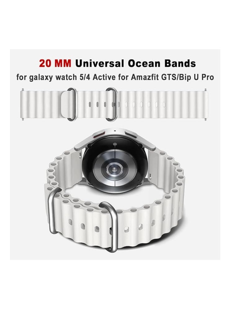 Generic - Ocean Bands Silicone 20MM Strap For Samsung Gear Sport/Watch 4/Watch 5 /Watch 5 Pro/S2 classic/active 2 40mm 44mm/Amazfit GTS 3/ GTS4/4 Mini/Bip 3/Pro/GTS 2 mini/GTS 2e/Bip U - Image 1