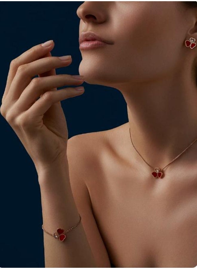 Chopard Red Gem Clover Butterfly 18K Gold Bracelet - Image 2