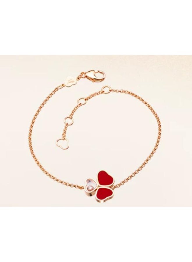 Chopard Red Gem Clover Butterfly 18K Gold Bracelet - Image 4
