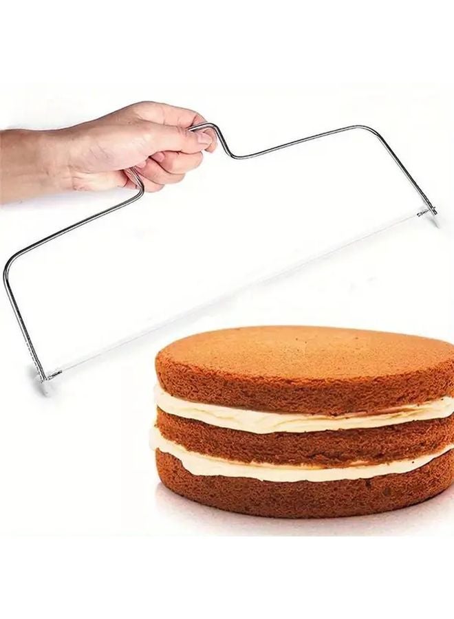 قاطع كيك قابل لضبط الارتفاع بخط مزدوج، أداة خبز من الفولاذ المقاوم للصدأ لتقطيع الكيك - Image 3