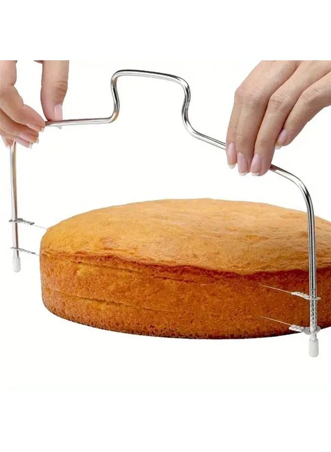 قاطع كيك قابل لضبط الارتفاع بخط مزدوج، أداة خبز من الفولاذ المقاوم للصدأ لتقطيع الكيك - Image 2
