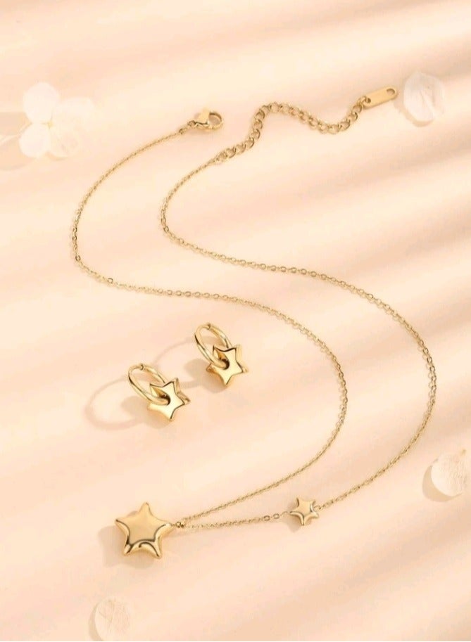 Trendy Stainless Steel Gold Plated Jewellery Set For Women  - Image 2