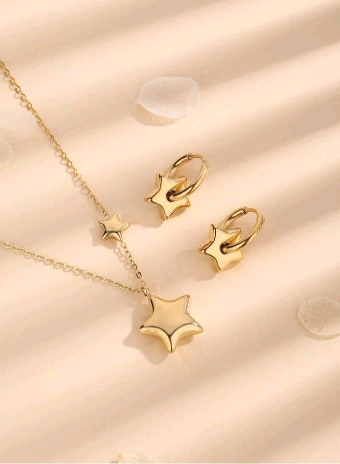 Trendy Stainless Steel Gold Plated Jewellery Set For Women  - Image 1