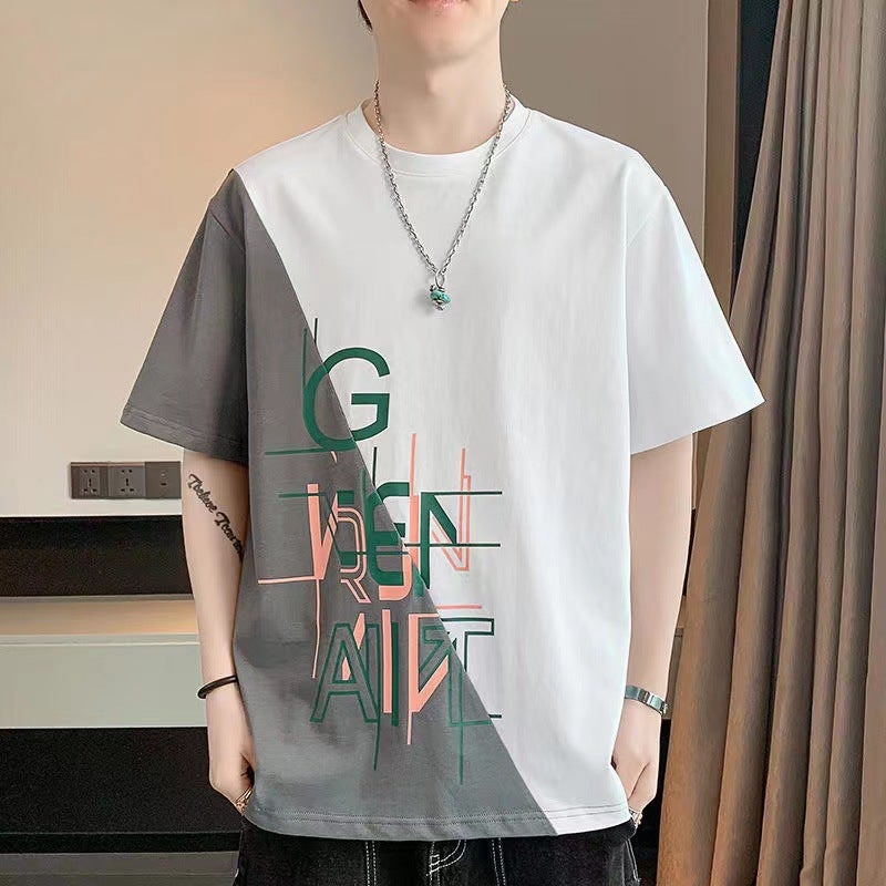 Short-Sleeved T-Shirt Men'S Summer Loose Trbottomy Brand Ins Trbottomy Casual Boys' Large Size Bottoming Half-Sleeved Tops T-Shirts For Men - Image 1