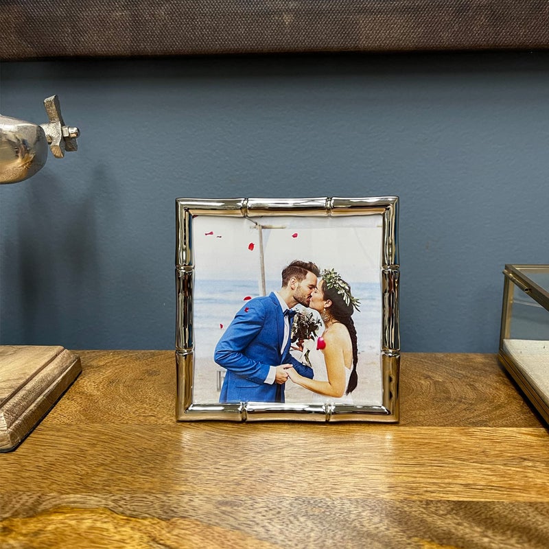 Lawrence Frames Bamboo Design Metal Frame  4x4  Silver - Image 2