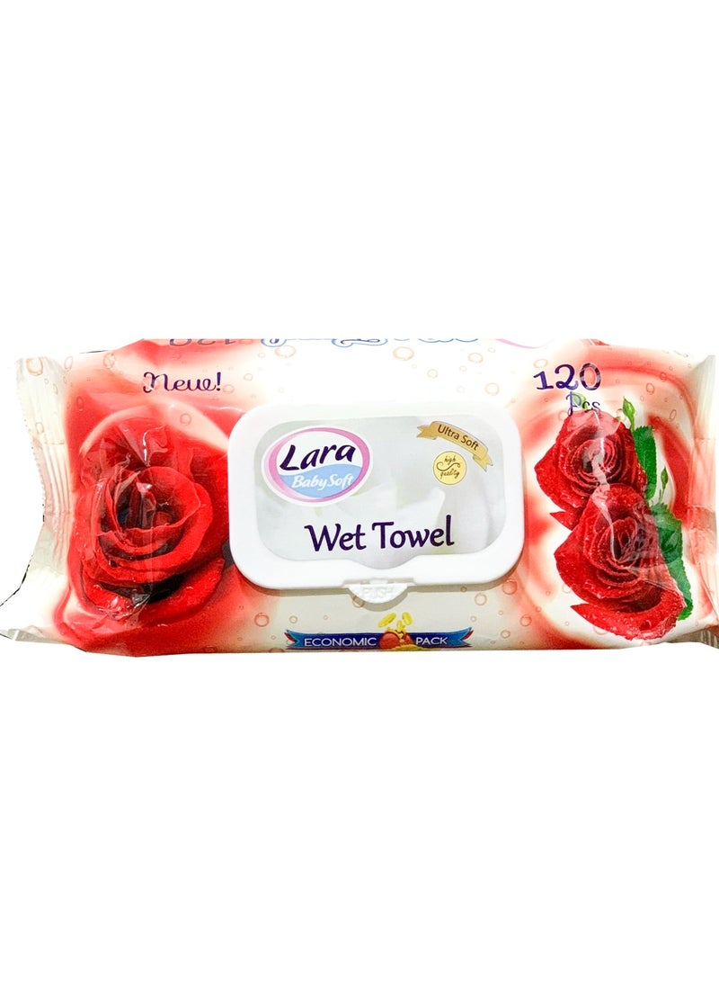 lara Lara Economic Wet Towel Wild Rose 120 PCS 