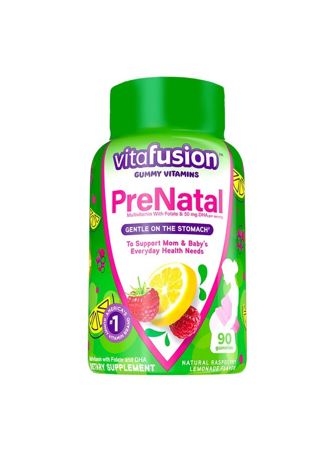 Vitafusion فيتامينات الحمل الجيلاتينية بنكهة توت العليق والليمون للنساء مع حمض الفوليك و DHA - العلامة التجارية رقم 1 في أمريكا لفيتامينات الجيلي - 45 يوم من الإمدادات - 90 حبة - Image 2