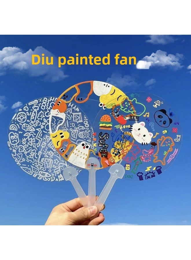 Loquat PVC Transparent Windmill Colorful Graffiti Windmill Blank Hand Painted Handmade Diy Children Graffiti Painting Windmill Wholesale-Color:DIY Painting Transparent Small Fan (6) - Image 5