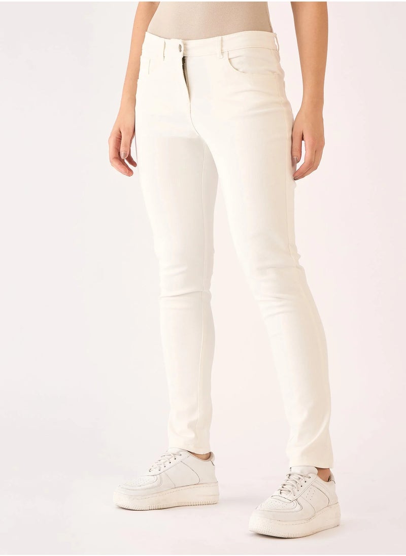 Salt Attire Women's Mid Rise Slim Fit Pants with Fly Front Zip Closure, Front Slash Pockets, and Back Pocket Effortlessly Stylish Trousers for Work and Casual Wear  - Image 5