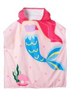 ORiTi Baby Towel Kid Cartoon Printed Hooded Bath Towel Child Cape Cute Beach Towel for Children Cloak Cosy Towel Ocean World 3 to 7 Years Old Pink  - Image 3