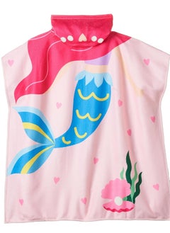ORiTi Baby Towel Kid Cartoon Printed Hooded Bath Towel Child Cape Cute Beach Towel for Children Cloak Cosy Towel Ocean World 3 to 7 Years Old Pink  - Image 1