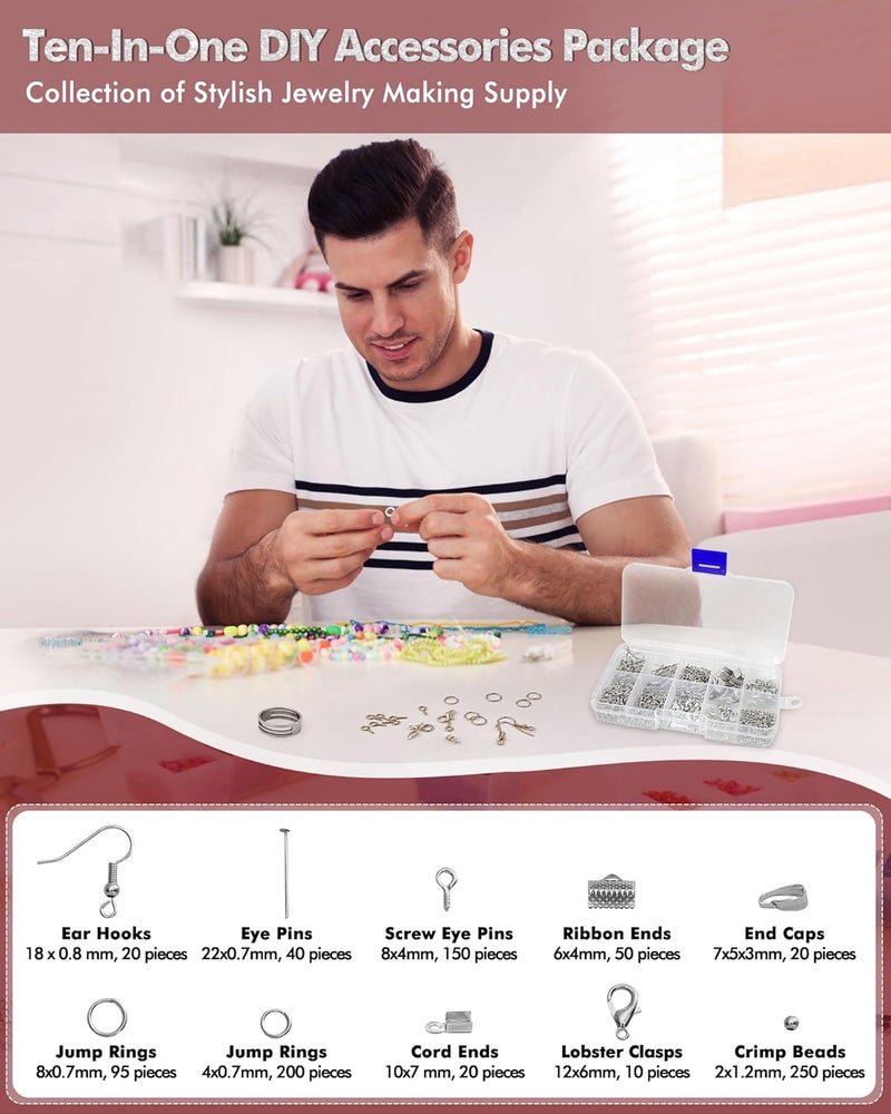 NEWACALOX Jewelry Pliers Making Tools Set, Mini Jeweler Pliers for Adults with Beading Wire Kit, Bracelet Helper, Craft Earring Accessories for Jewelry Making Supplies DIY Hobby Repair - Image 4