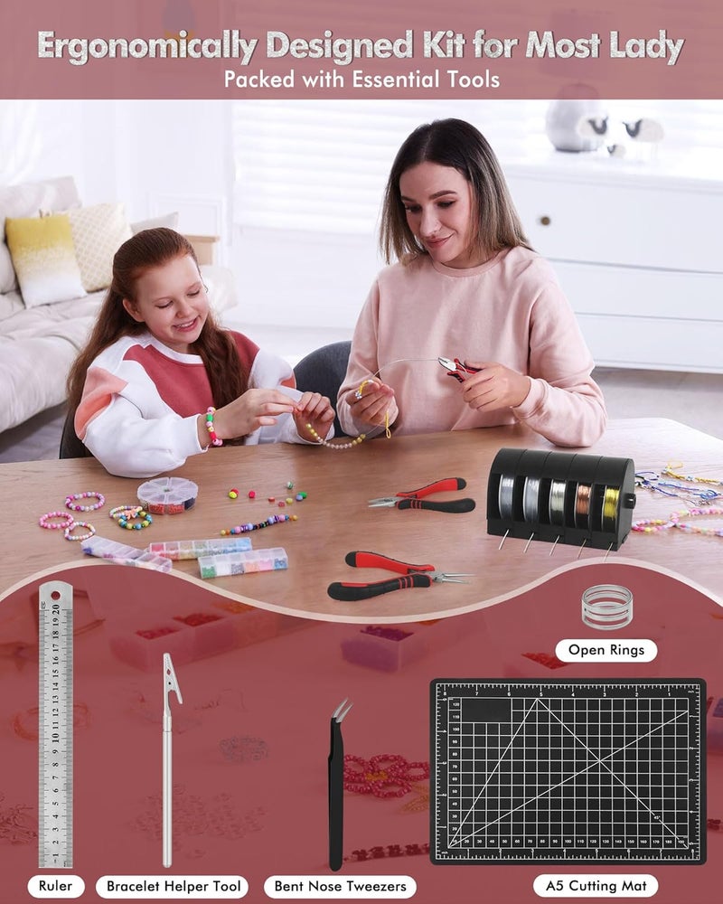 NEWACALOX Jewelry Pliers Making Tools Set, Mini Jeweler Pliers for Adults with Beading Wire Kit, Bracelet Helper, Craft Earring Accessories for Jewelry Making Supplies DIY Hobby Repair - Image 5