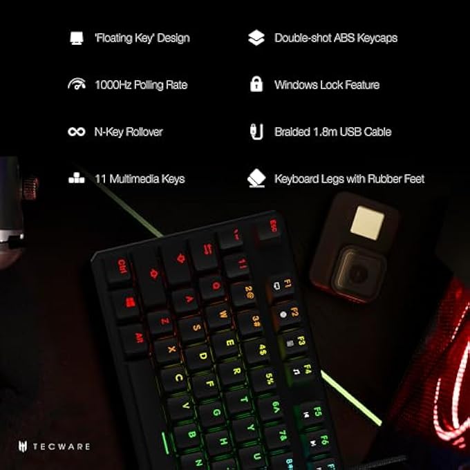 TECWARE PHANTOM 87 KEY MECHANICAL KEYBOARD, RGB LED, OUTEMU RED SWITCH - Image 3