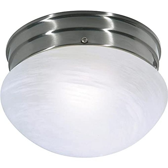 Nuvo SF76/671 One Light Mushroom Flush Mount, Brushed Nickel/Alabaster Glass - Image 3