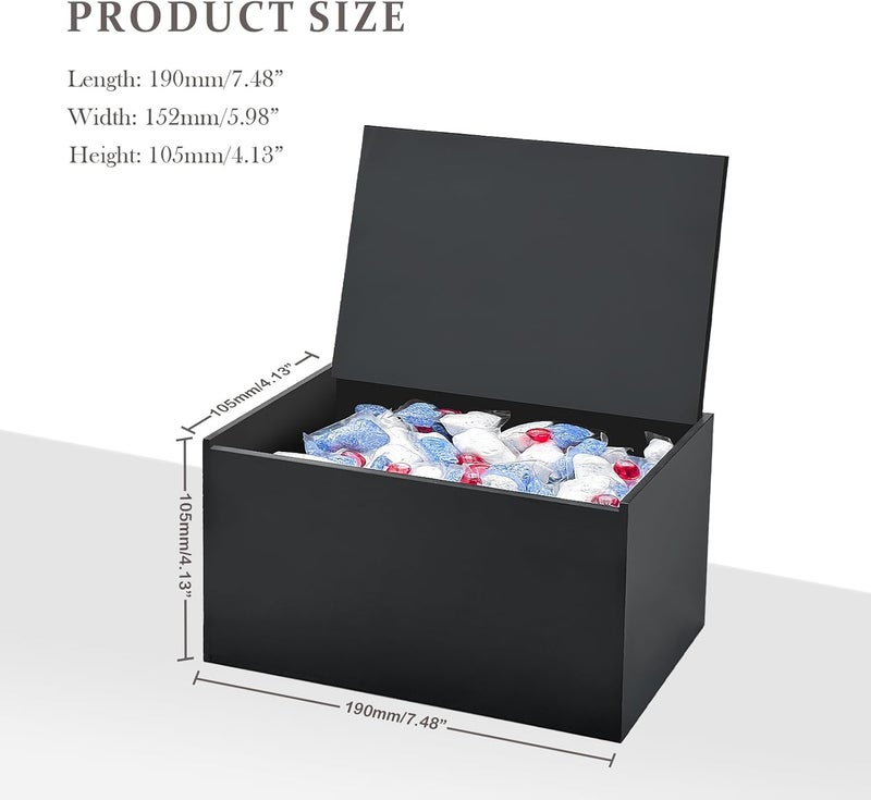 Bigfety Dishwasher Pod Holder Acrylic with Hinged Lid, Modern Style Dishwasher Cleaner Tablets Container Box for Detergent, Black - Image 2