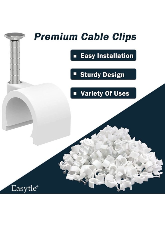 Easytle Cable Clips 10mm Nail in Cable Holder Clip 100 Pcs Wire Clips Speaker Tacks for Cords Coax Clamps Ethernet Cord Tacks RG6 RG59 CAT6 RJ45 Wall Wire Organizer  - Image 2