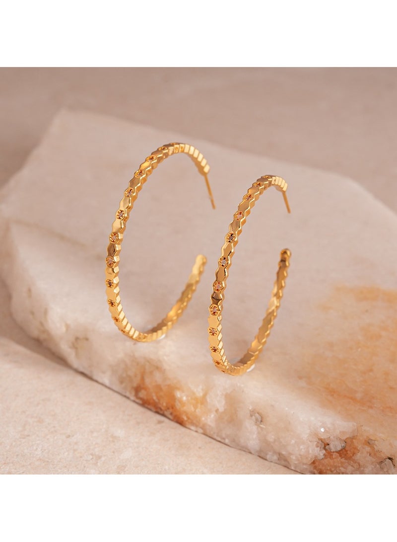 Sparkling Hoop Earrings, 925 Silver Ear Pins Anti-Allergy, suitable for women, girls and ladies - Image 2