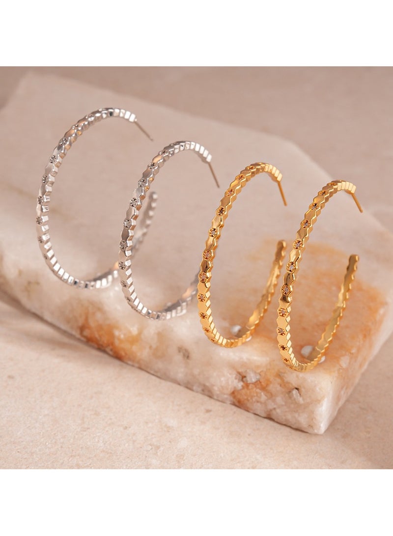 Sparkling Hoop Earrings, 925 Silver Ear Pins Anti-Allergy, suitable for women, girls and ladies - Image 4