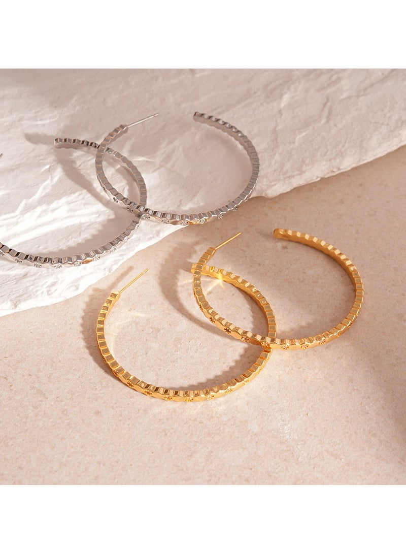 Sparkling Hoop Earrings, 925 Silver Ear Pins Anti-Allergy, suitable for women, girls and ladies - Image 5