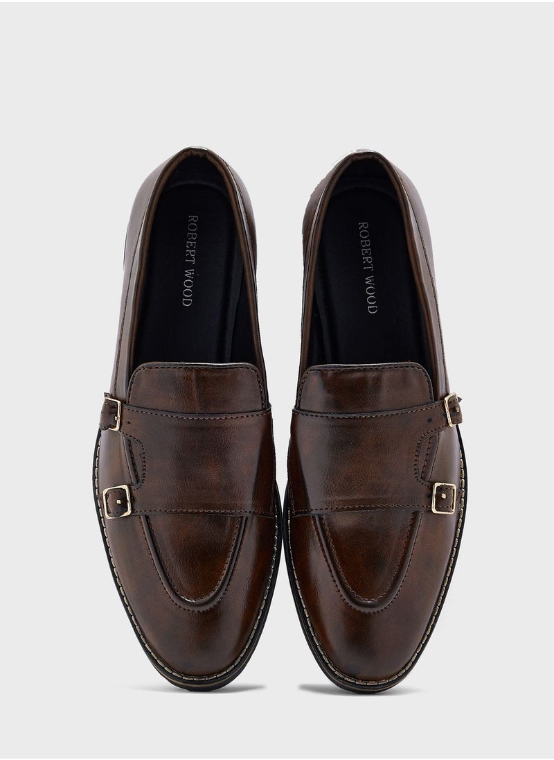 Robert Wood - Monk Strap Details Formal Slip Ons - Image 1