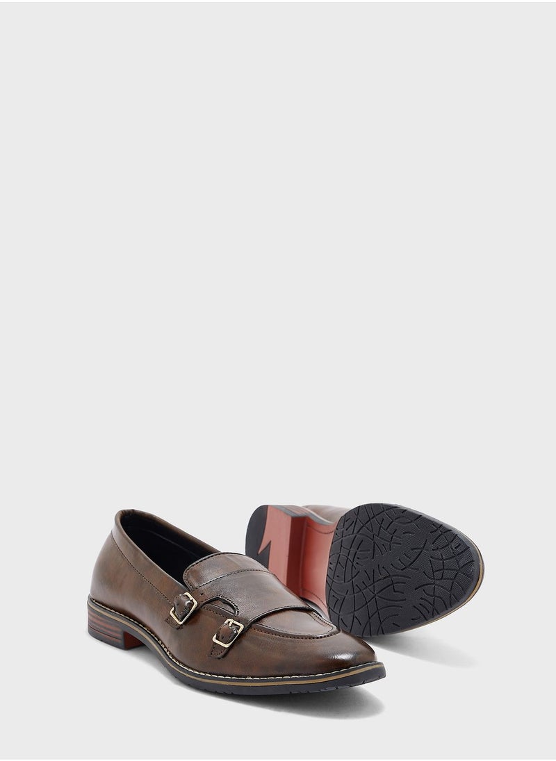 Robert Wood - Monk Strap Details Formal Slip Ons - Image 1