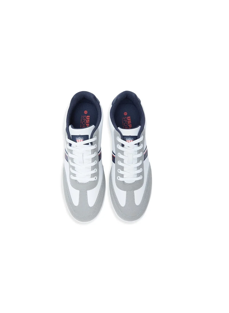 U.S. Polo Assn. Men's White Low-Top Sneakers,Lightweight Casual Shoes for Classic Look