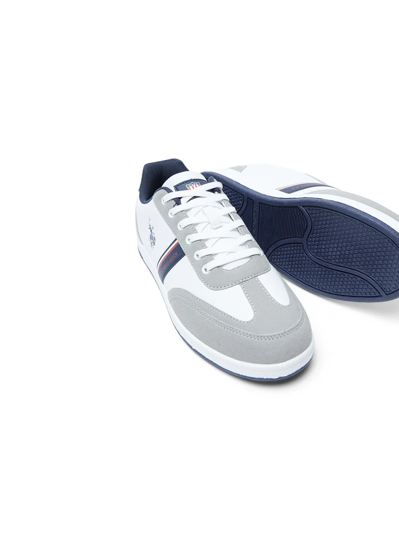 U.S. Polo Assn. Men's White Low-Top Sneakers,Lightweight Casual Shoes for Classic Look