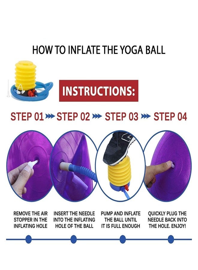 CARTIFY Anti-Burst Exercise Gym Ball with Pump, Anti-Slip Balance Stability Ball, Heavy Duty Fitness Yoga Ball, Extra Thick Swiss Birthing Ball (Gym Ball - purpal, 75CM) - Image 3