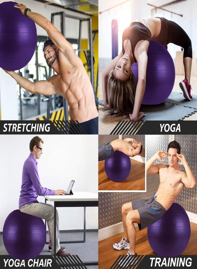 CARTIFY Anti-Burst Exercise Gym Ball with Pump, Anti-Slip Balance Stability Ball, Heavy Duty Fitness Yoga Ball, Extra Thick Swiss Birthing Ball (Gym Ball - purpal, 75CM) - Image 4