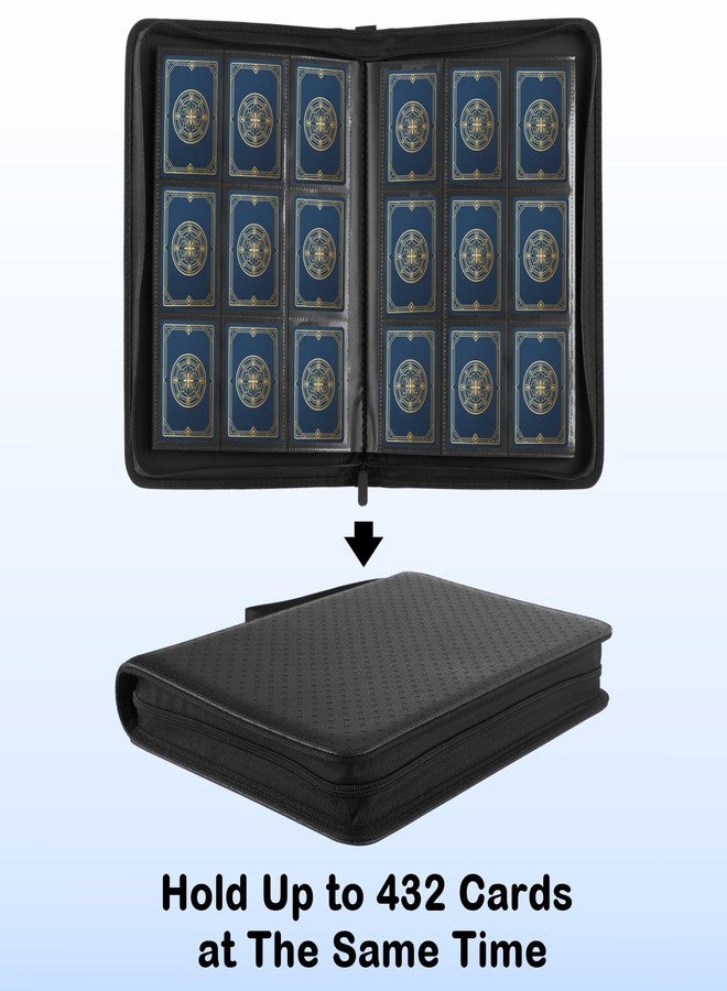 Prilino 9 Pocket Trading Card Binder - 432 Card Storage Capacity Card Binder, Premium Double-Sided PU Leather with Zip Closure, TCG/Games/Sports Card Protector & Album Folder for Collectors (Black) - Image 5