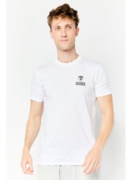 LAMBORGHINI Men Crew Neck Short Sleeves Brand Logo T-Shirt, White  - Image 1