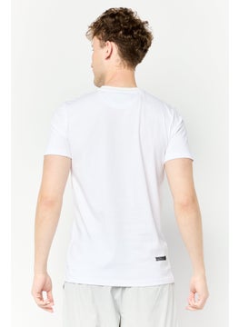 LAMBORGHINI Men Crew Neck Short Sleeves Brand Logo T-Shirt, White  - Image 4