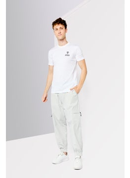 LAMBORGHINI Men Crew Neck Short Sleeves Brand Logo T-Shirt, White  - Image 2