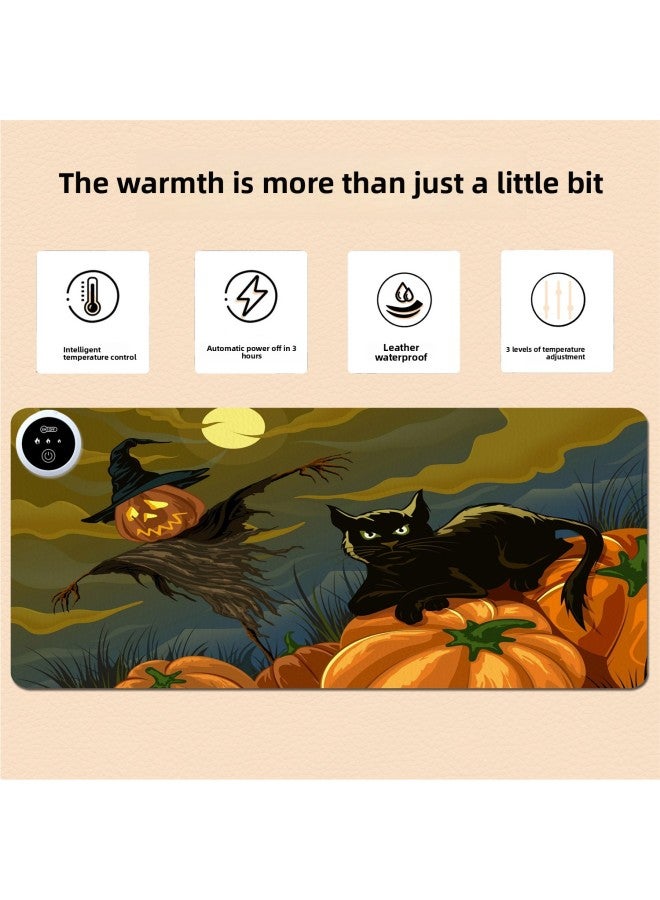 Loquat Funny Black Cat Pumpkin Super Large Dirty-Resistant Mouse Pad DIY Heating Warm Table Pad Office Game Heating Pad-Color:330x800x2mm-Pattern:Black - Image 3