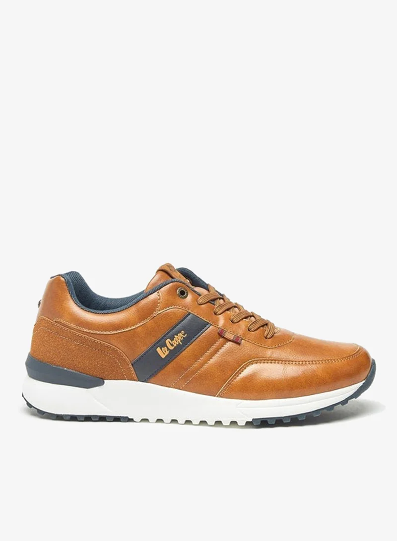 Men's Logo Print Panel Detail Lace Up Low Ankle Sneakers