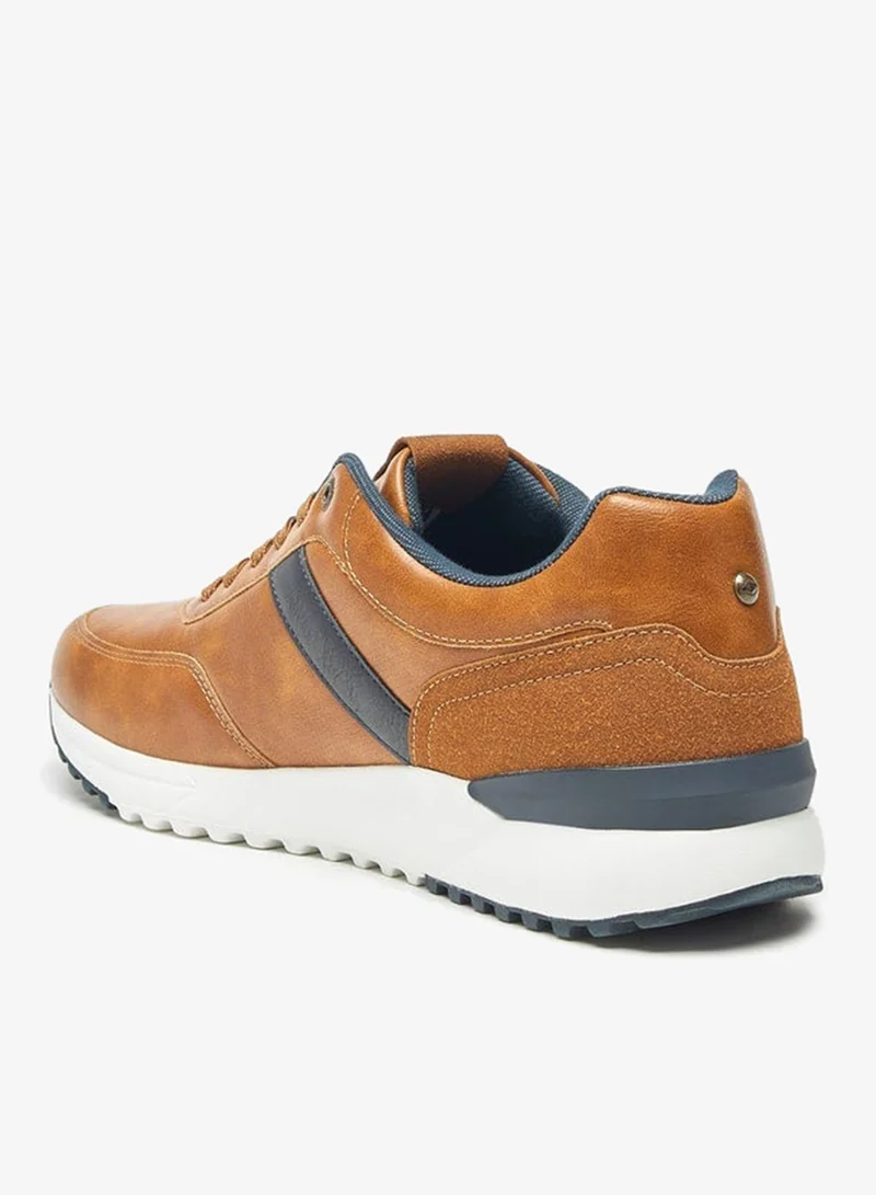 Lee Cooper Men's Logo Print Panel Detail Lace Up Low Ankle Sneakers