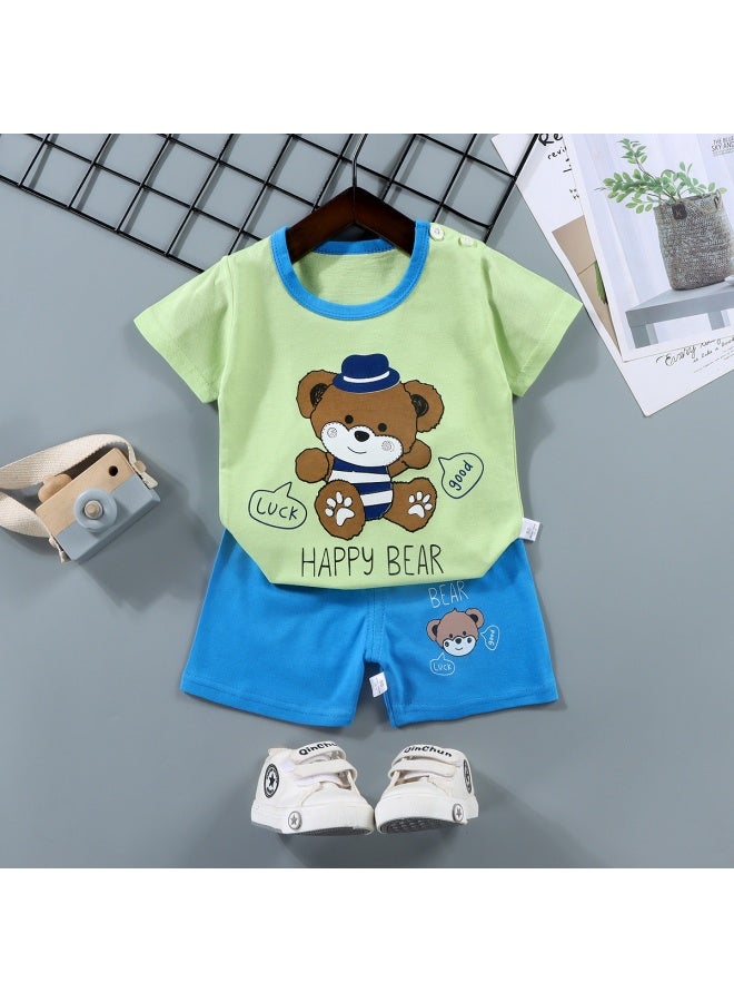 Children's Short-sleeved Suit Pure Cotton Boy's T-shirt Baby Summer Kidsren's Clothing Girl's Shorts Baby Clothes Summer Clothing