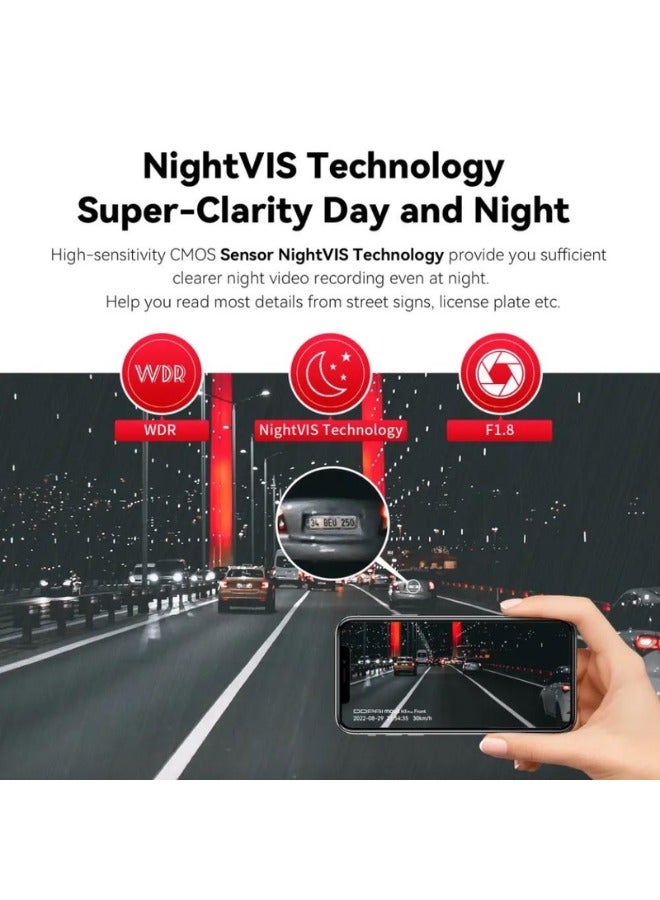 ddpai DDPAI Dash Cam Car Front and Back 3K Dashcam 1600P Front 1080P Rear Car Dash Camera, N3 PRO  - Image 4
