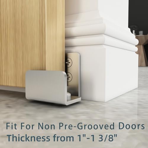 JUBEST Stainless Steel Floor Guide Wall Mount Sliding Barn Door Hardware Up to 1-3/8"W 1-1/4"H - Image 3