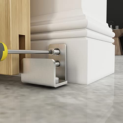 JUBEST Stainless Steel Floor Guide Wall Mount Sliding Barn Door Hardware Up to 1-3/8"W 1-1/4"H - Image 4