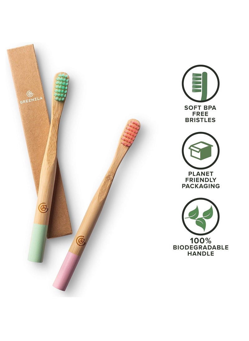 GREENZLA GREENZLA Kids Bamboo Toothbrushes (6 Pack) BPA Free Soft Bristles Eco-Friendly, Natural Toothbrush Set Biodegradable & Compostable Charcoal Wooden  - Image 3