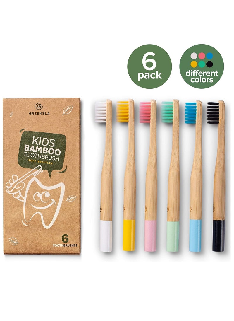 GREENZLA GREENZLA Kids Bamboo Toothbrushes (6 Pack) BPA Free Soft Bristles Eco-Friendly, Natural Toothbrush Set Biodegradable & Compostable Charcoal Wooden  - Image 4