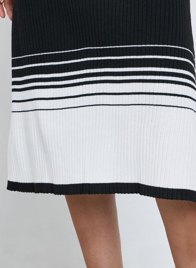 ستايلي فستان ميدي سويتر بنمط كتل الالوان مع أكمام طويلة - Image 4