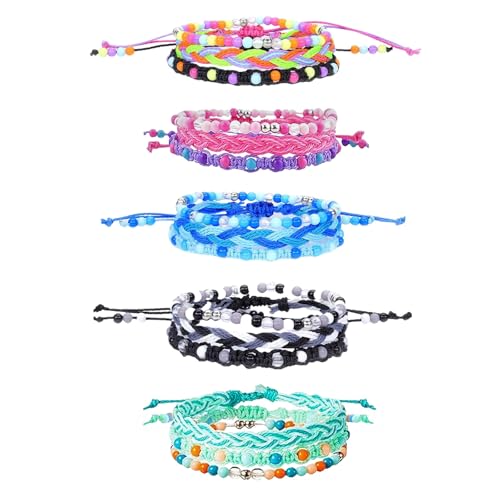 YANMIN 15pcs Braided Beaded Friendship Bracelets for Teens Girls Handmade Stackable Woven Cute Girls Bracelets Teenager Pinata Goody Bag Stocking Stuffers Tween Birthday Christmas Party Favors - Image 1