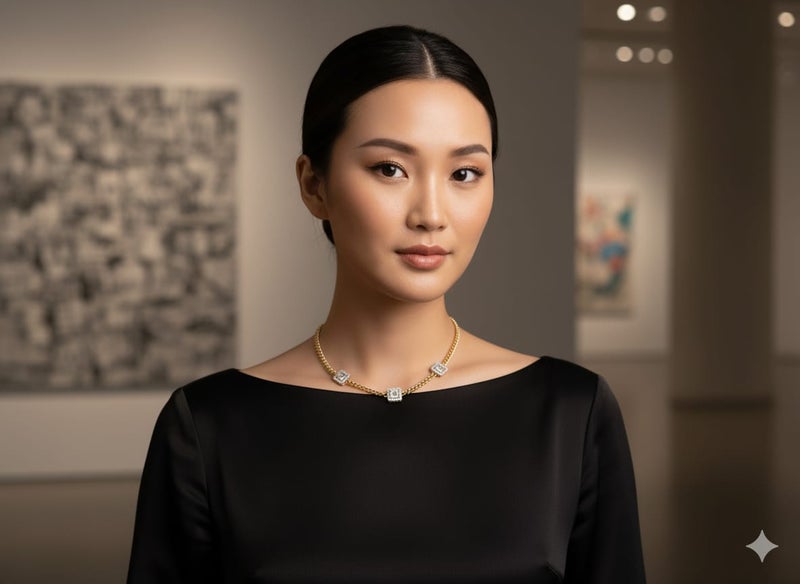 كوليه بسلسلة عريضة ومطلية باللون الذهبي ، بثلاث وحدات مربعة . كل مربع مغطى باللون الفضي ، وتتوسطه أحجار مستطيلة - وصلات إضافية لضبط المقاس. - Image 4