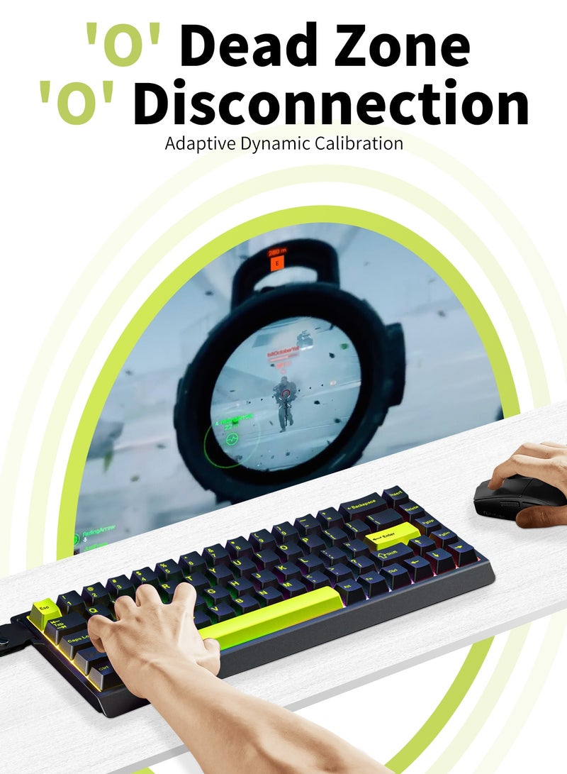 ARCHAEOPTERYX Mechanical Gaming Keyboard with Rainbow LED RGB Backlighting, Sleeve Pluggable Keys,gaming keyboard, Wired USB Keyboard 68 Keys gaming keyboard - black-green - Image 3
