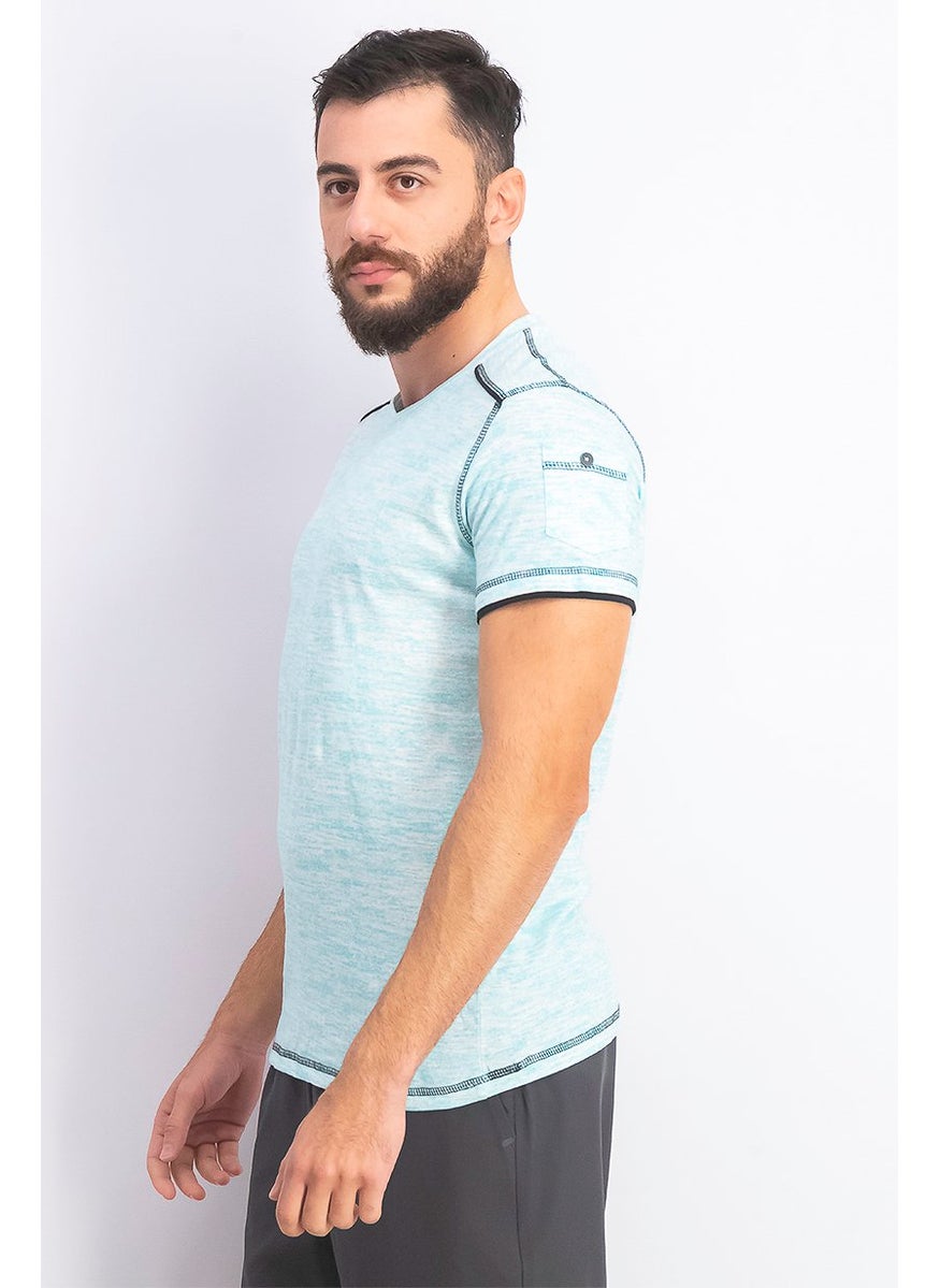 Modern Culture Men V-neck Heather Short Sleeve T-shirt, Sea Green  - Image 3