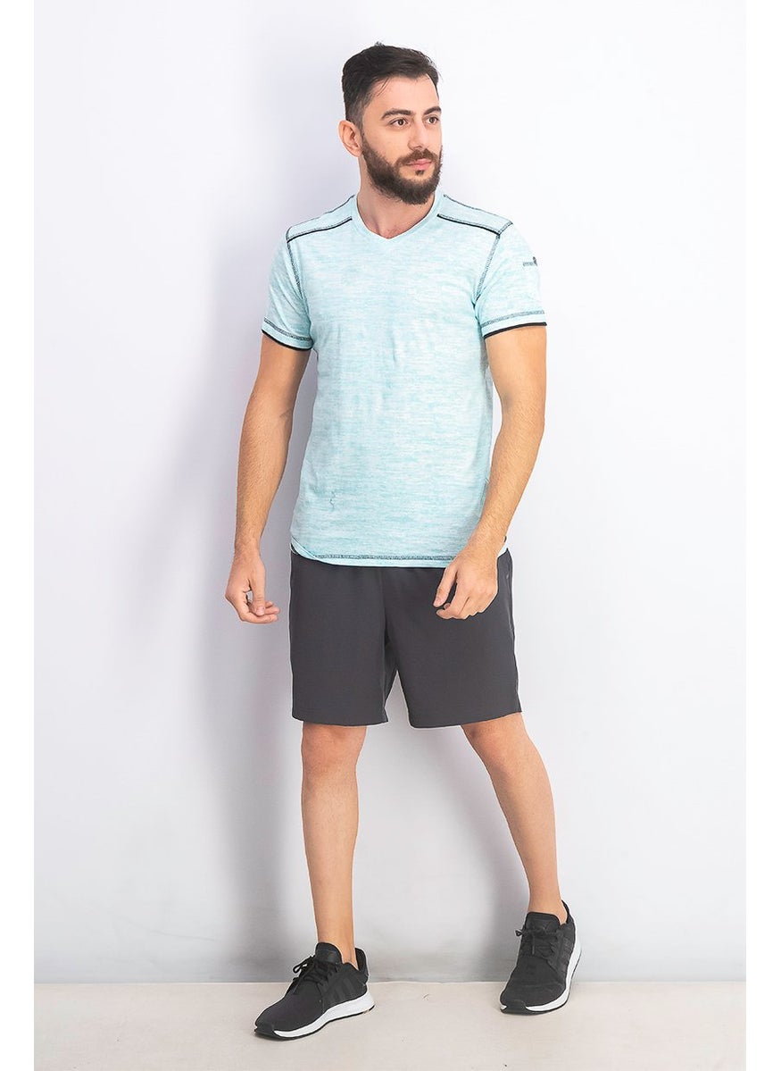 Modern Culture Men V-neck Heather Short Sleeve T-shirt, Sea Green  - Image 4