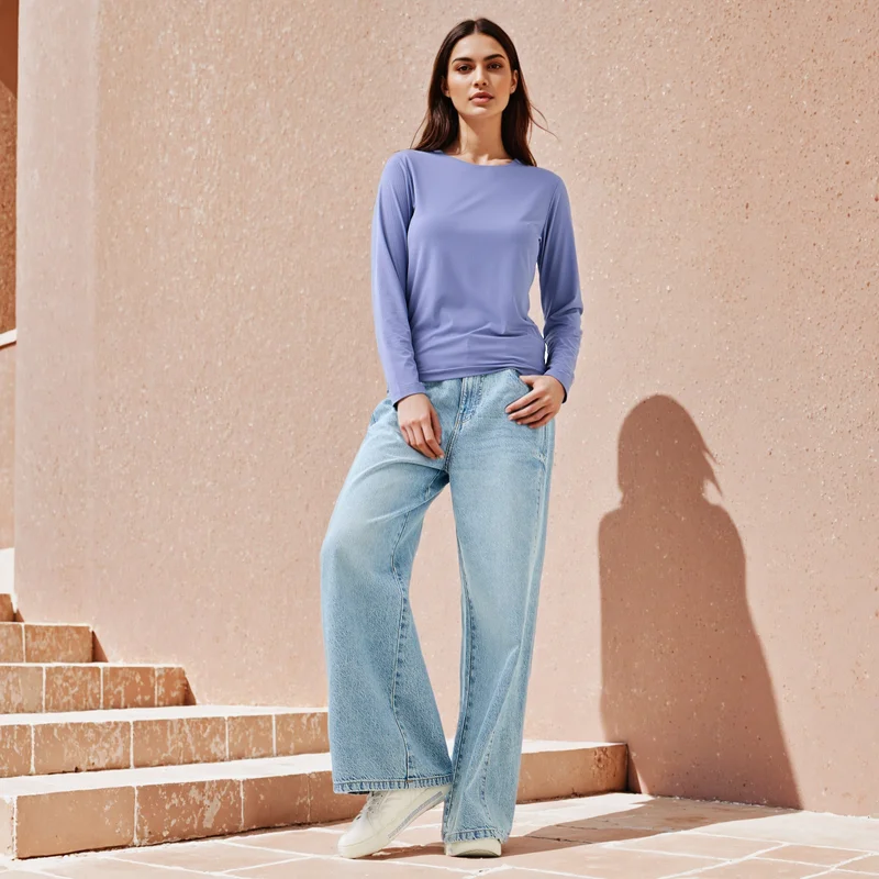 سبلاش فيڤ Ribbed T-shirt with Crew Neck